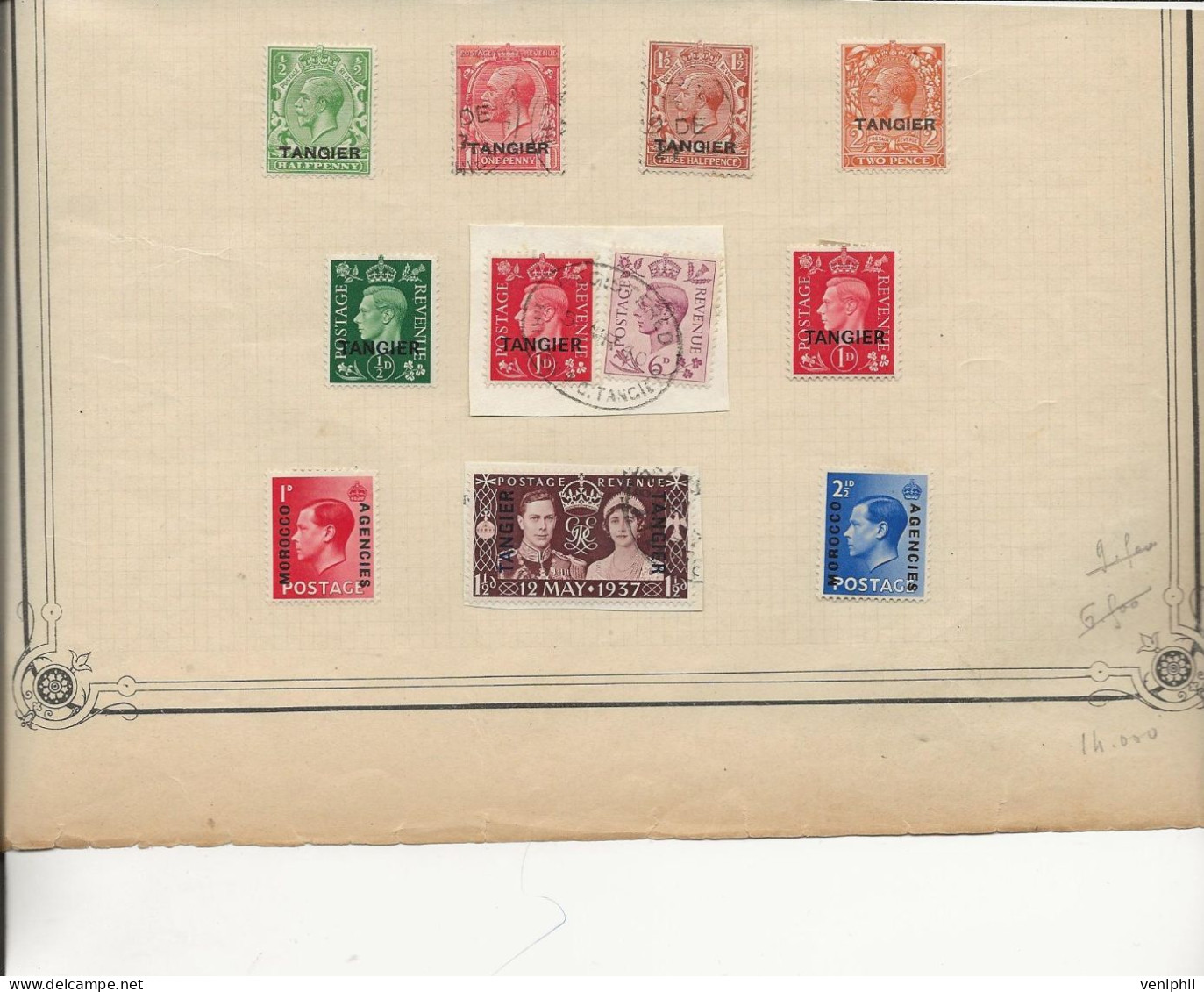 RESTE DE COLLECTION GRANDE -BRETAGNE  SURCHARGEE TANGIER + 2 TIMBRES MOROCCO AGENCIES - N ET O . - Other & Unclassified