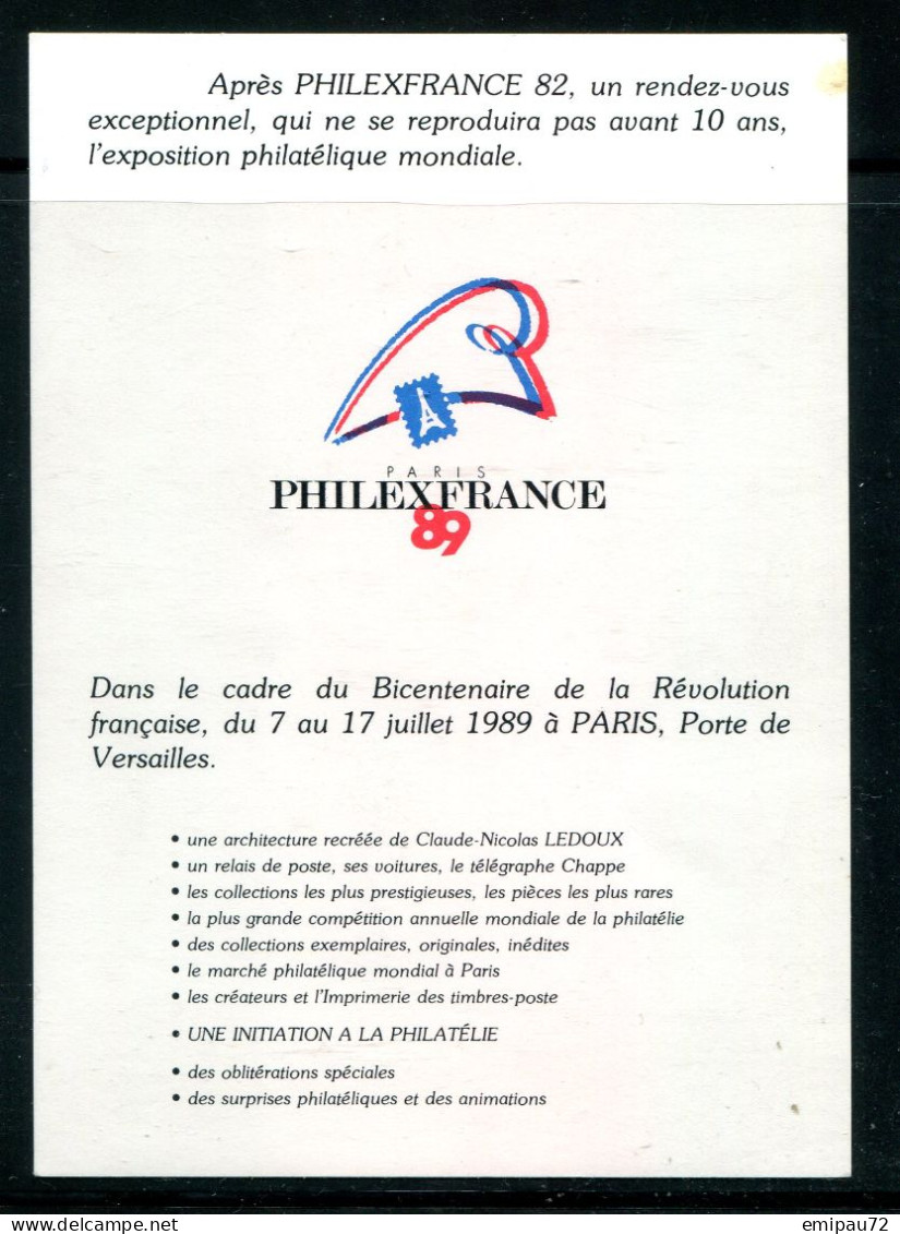 FRANCE- Carte De L'exposition Philatélique "Philexfrance 89" Paris - Esposizioni Filateliche