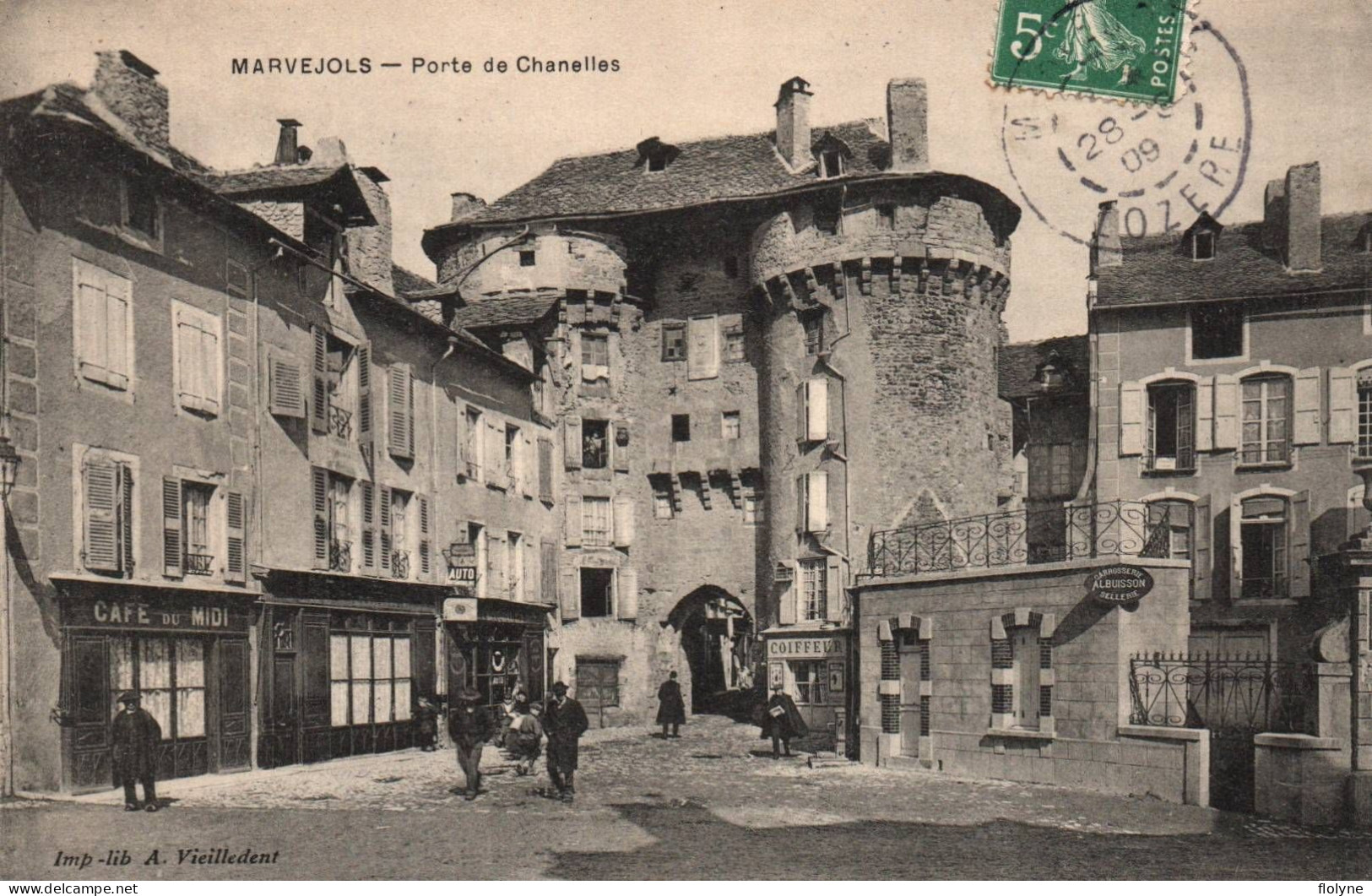 Marvejols - Place Et Porte De Chanelles - Café Du Midi - Marvejols