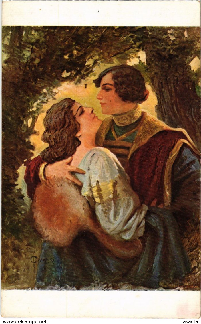 PC THE LOVERS ART NOUVEAU S. SOLOMKO RUSSIAN ARTIST SIGNED (a35928) - Solomko, S.