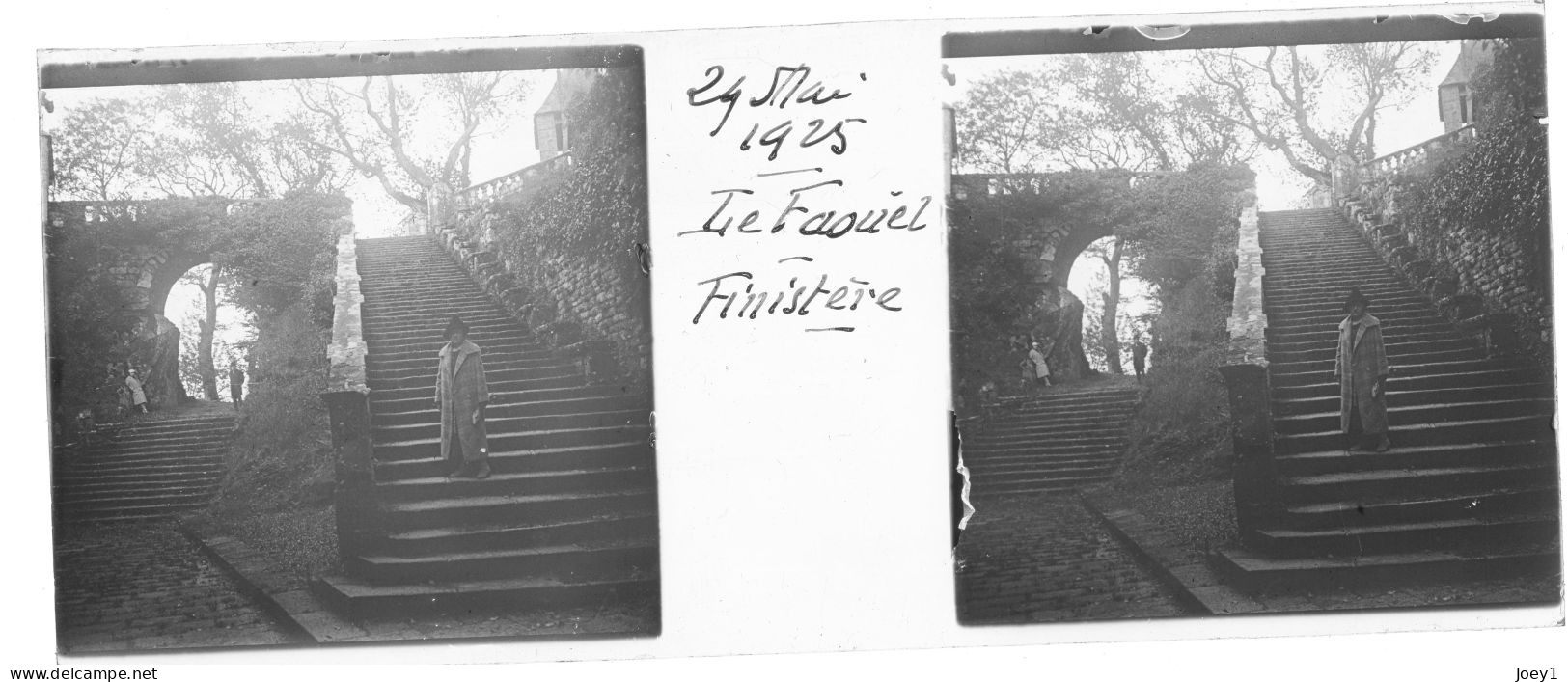 Photos Le Faouet 4 Plaques De Verres Positives  Stéréo Mai 1925 - Plaques De Verre