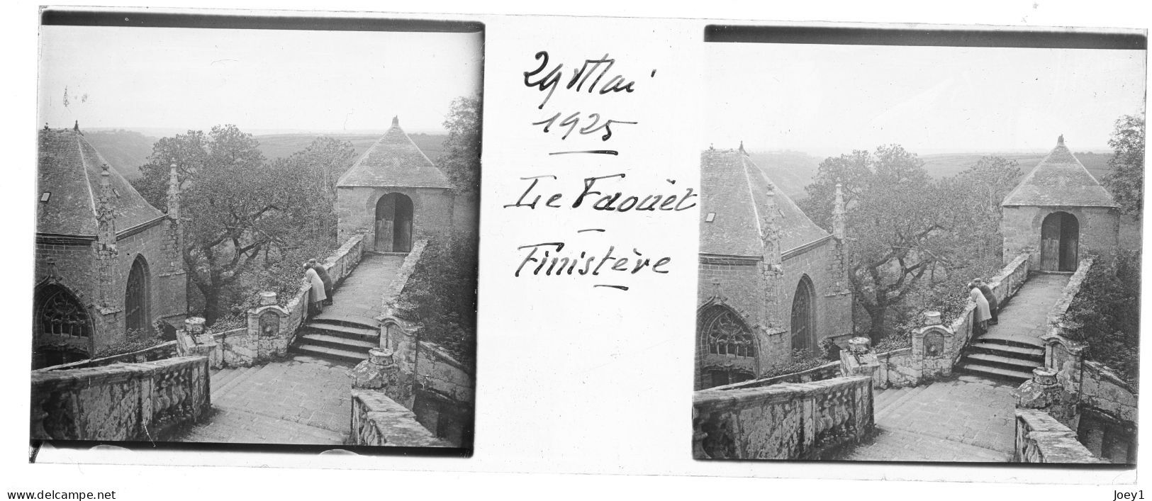 Photos Le Faouet 4 Plaques De Verres Positives  Stéréo Mai 1925 - Glass Slides