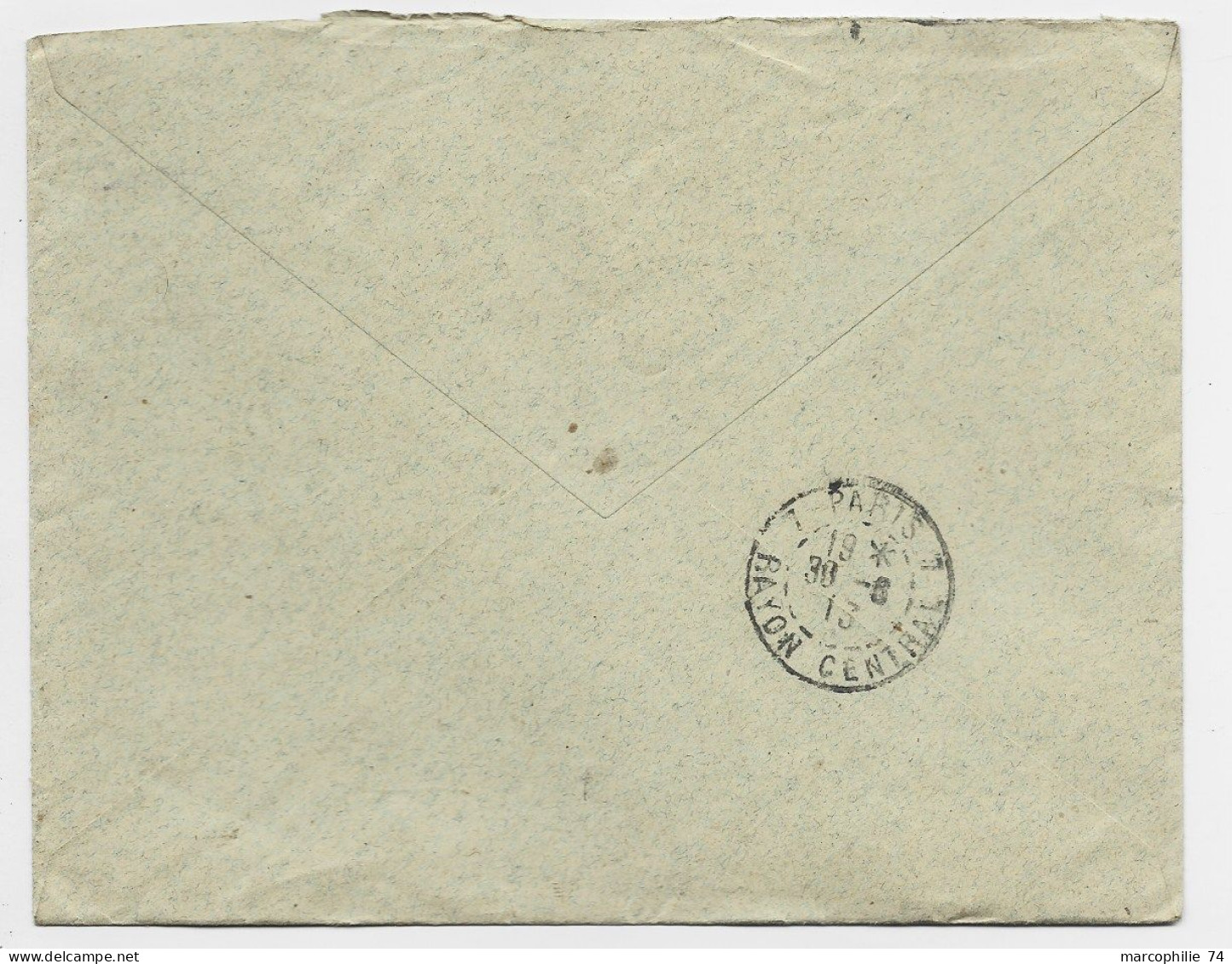 FRANCE SEMEUSE 35C LETTRE REC COVER ENTETE SULTANATS DU HAUT OUBANGUI PARIS VIIIE 1914 - Briefe U. Dokumente