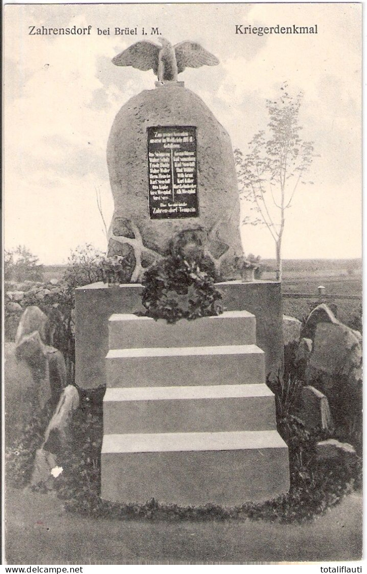 ZAHRENSDORF Bei Brüel Nahe Sternberg Mecklenburg Gefallenen Krieger Denkmal Tempzin TOP-Erhaltung Datiert 8.4. Rückseiti - Sternberg