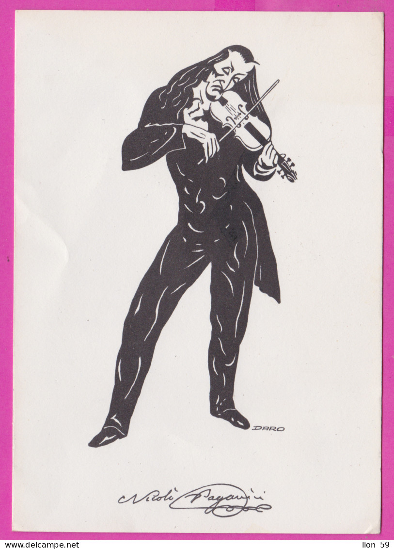 291616 / Silhouette Italian Violinist Niccolò Paganini By DARO , After Eugene Delacroix Postcard PC - Silhouettes