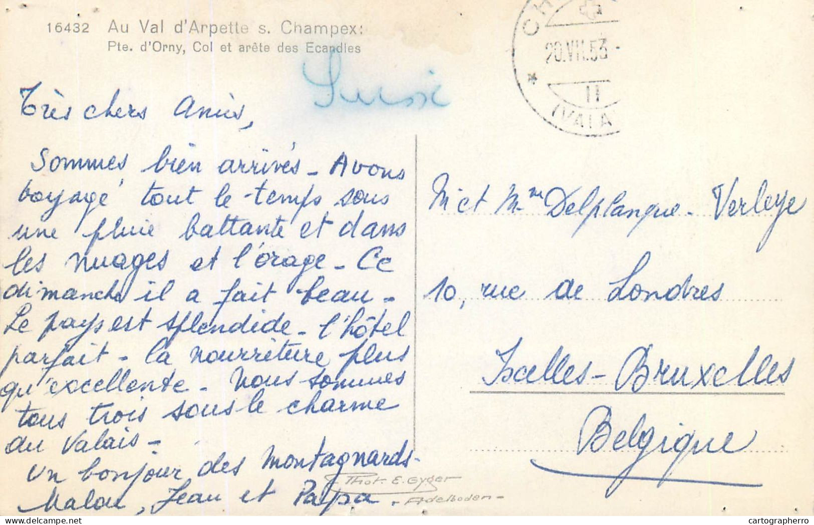 Postcard Switzerland  Champex-Lac 1953 - Cham