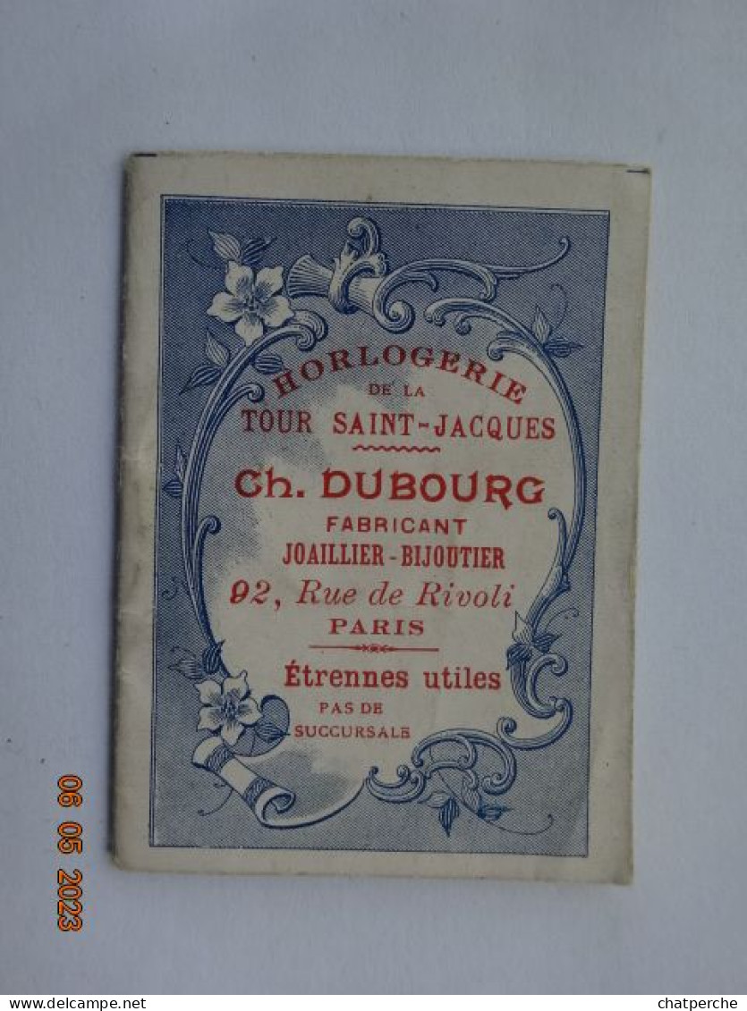 CALENDRIER 1904 HORLOGERIE DE LA TOUR SAINT JACQUES PARIS - Petit Format : 1901-20