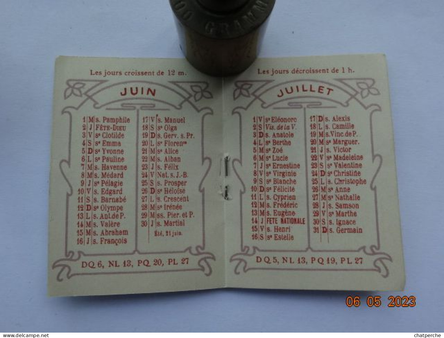 CALENDRIER 1904 HORLOGERIE DE LA TOUR SAINT JACQUES PARIS - Tamaño Pequeño : 1901-20