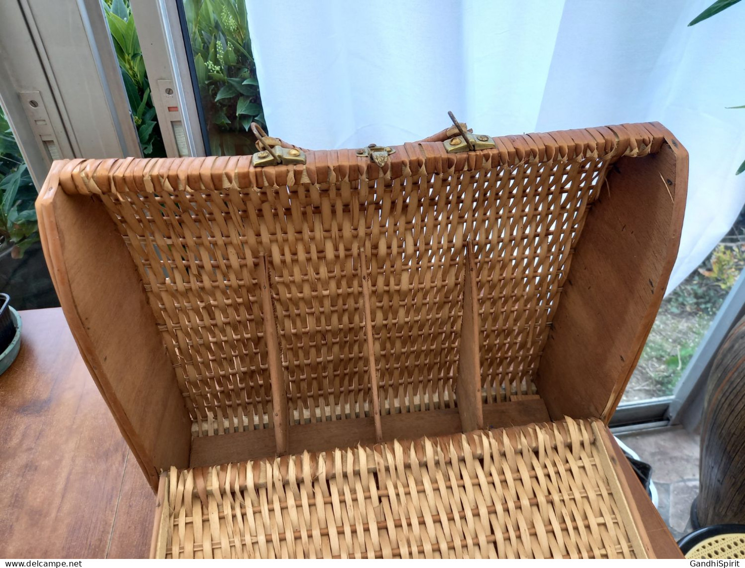 Valise de Représentant Boisson, Alcool? Porte Bouteilles en Osier Tressé Vintage