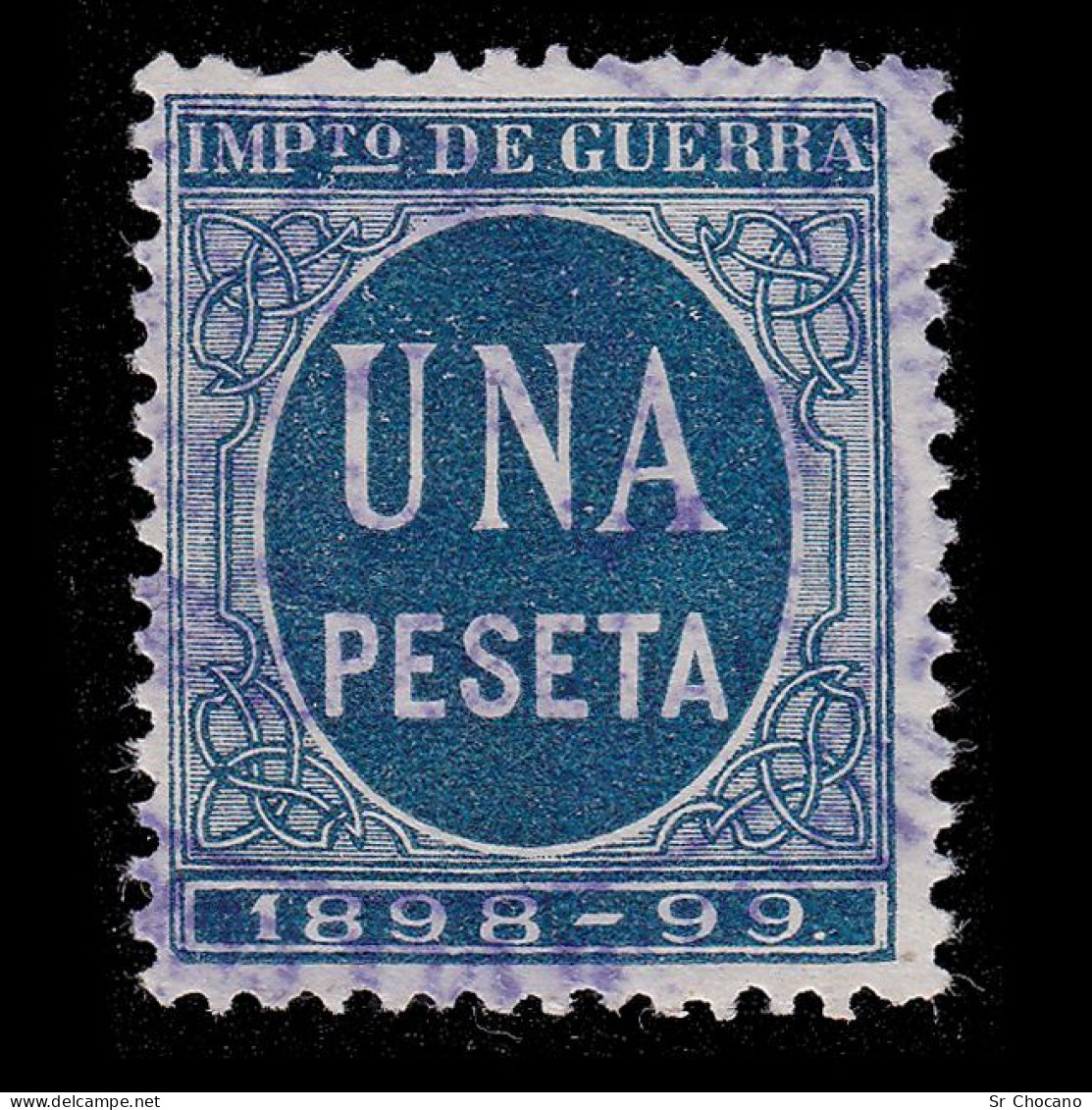 Alfonso XIII.1898-9.CIFRA Azul.1p.Uso Fiscal .Alemany 31 - Usados