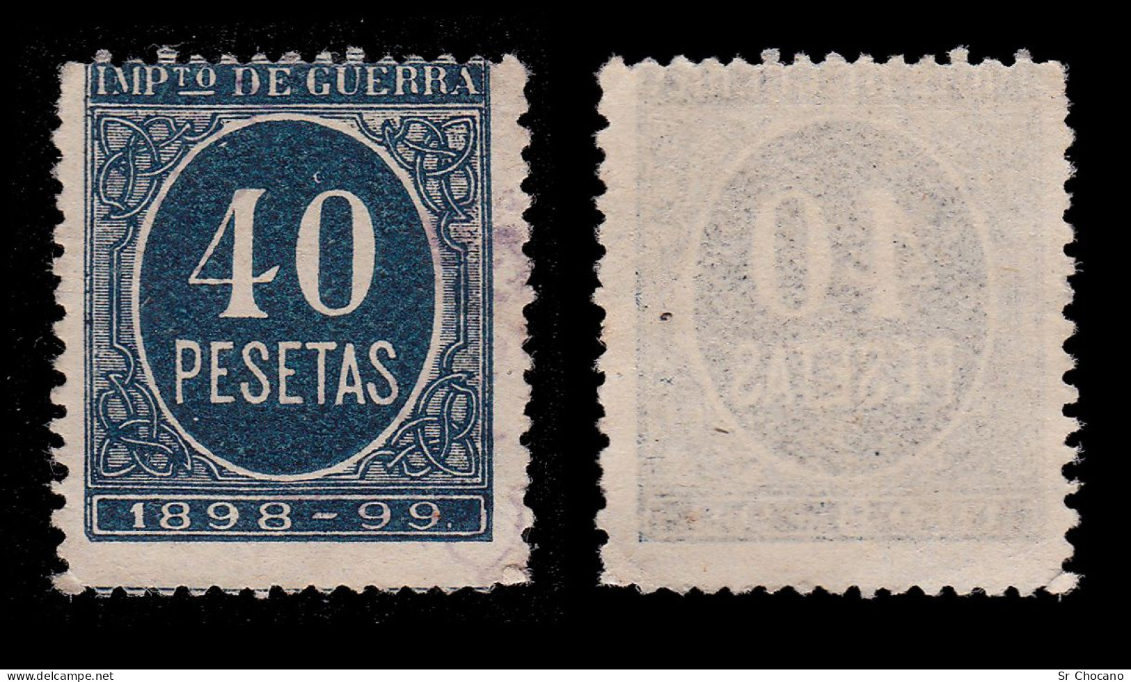 Alfonso XIII.1898-9.CIFRA Azul.40p.Usado .Alemany 47 - Usados