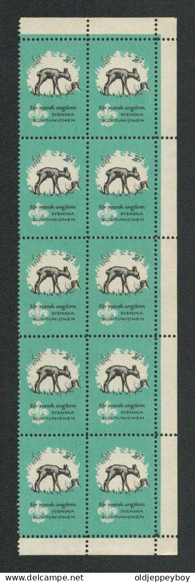 MNH** BLOCK OF 10 Sweden Svenska Scoutunionen Pfadfinder Scouts Reklamemarke VIGNETTE CINDERELLA BOYS SCOUTS SCOUTING  - Unused Stamps