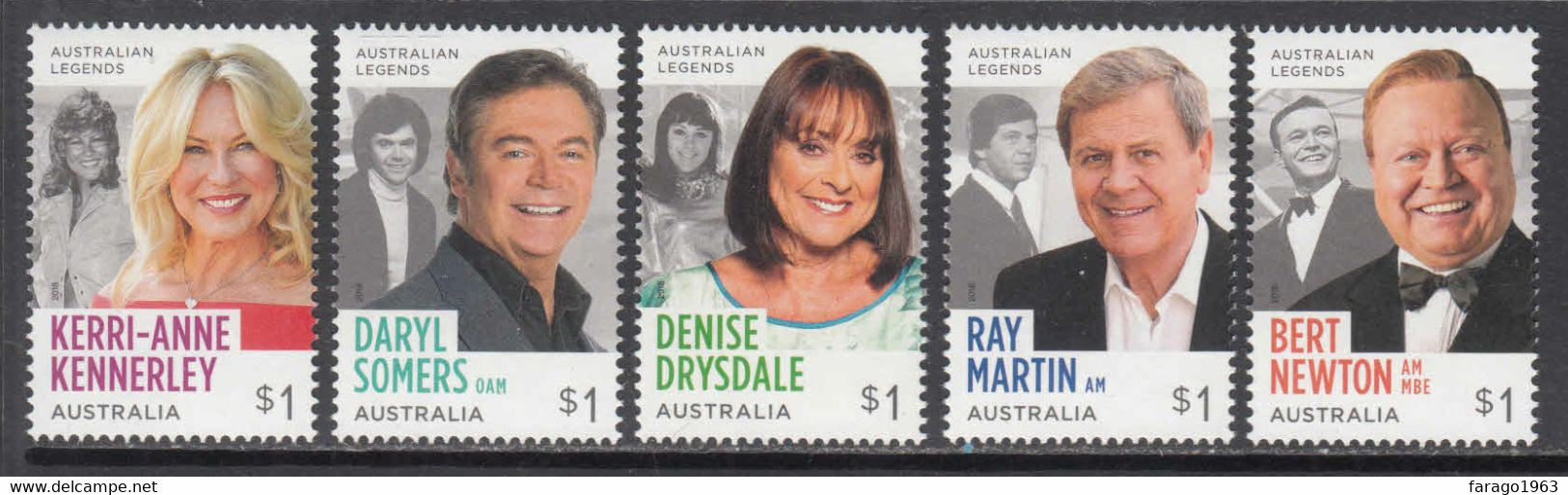 2018 Australia Television Legends Complete Set Of 5 MNH @ BELOW FACE VALUE - Mint Stamps