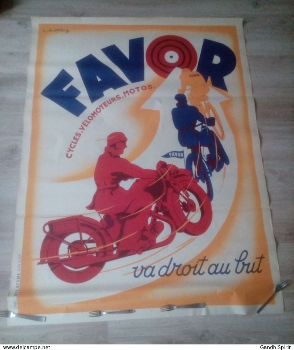 Authentique Grande Affiche Favor - Cycles Vélomoteurs Motos - Clermont Ferrand - Posters