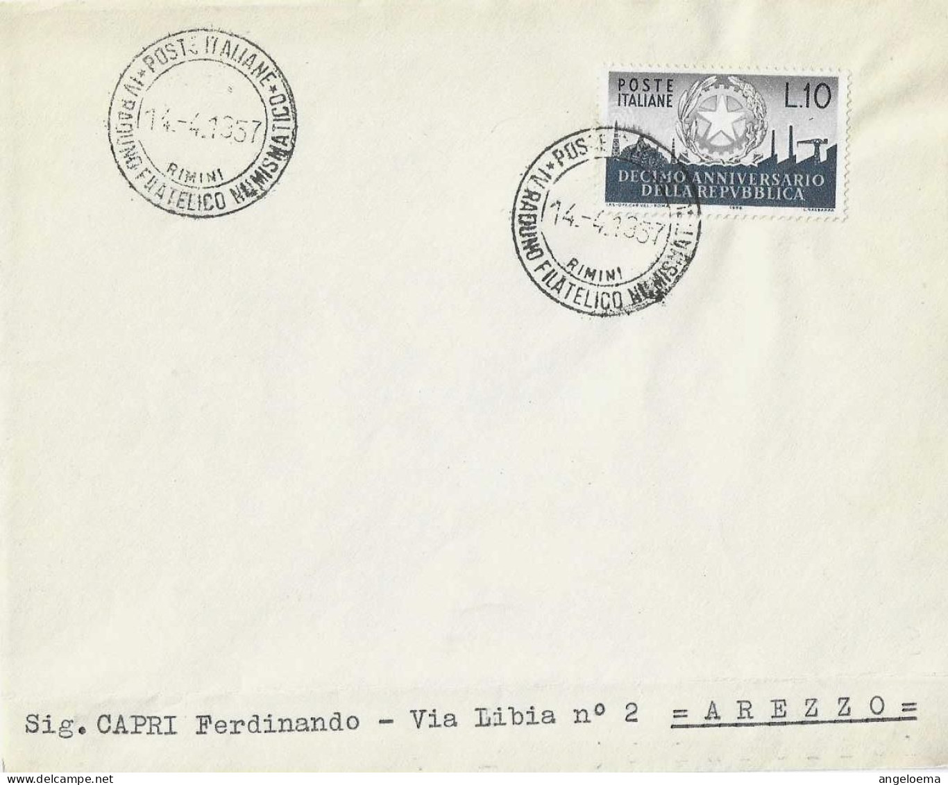 ITALIA ITALY - 1957 RIMINI IV Raduno Filatelico Numismatico - 684 - Esposizioni Filateliche