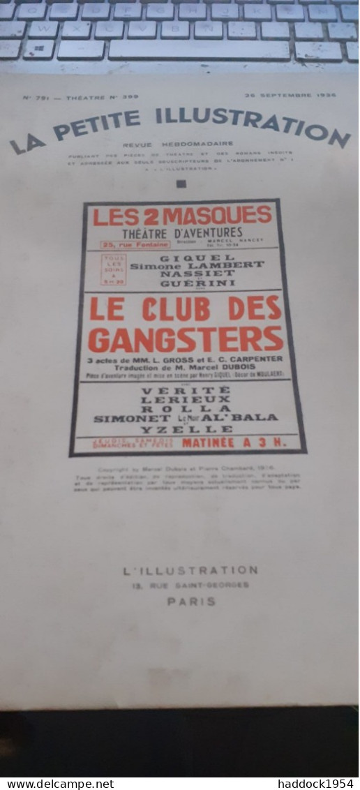 Le Club Des Gangsters L. GROSS Et E.C. CARPENTER L'illustration 1936 - Auteurs Français