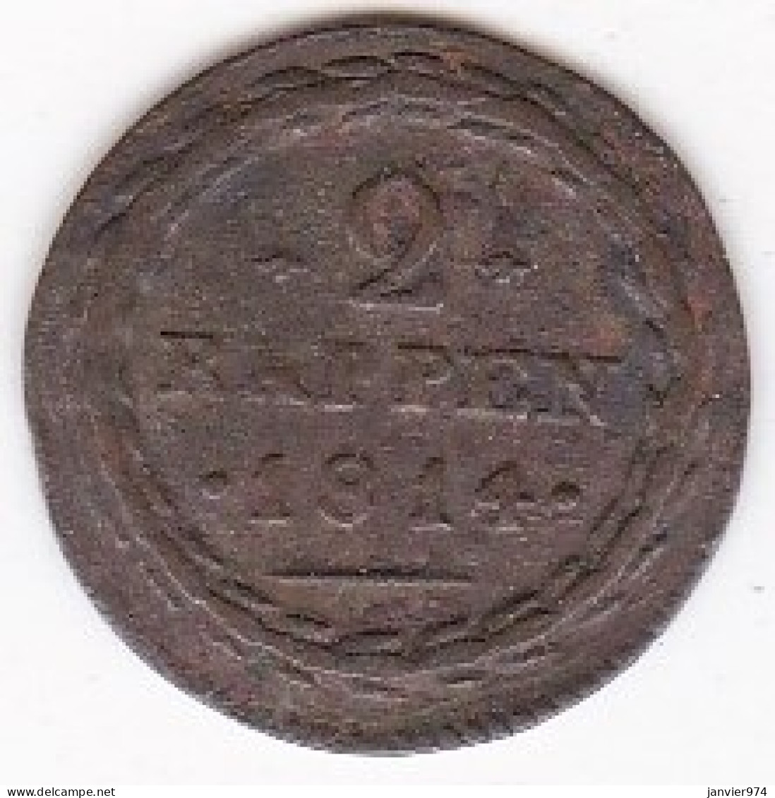 Suisse Canton D'Argovie/ Aargau. 2 Rappen 1814 , KM# 11 - Kantonale Munten