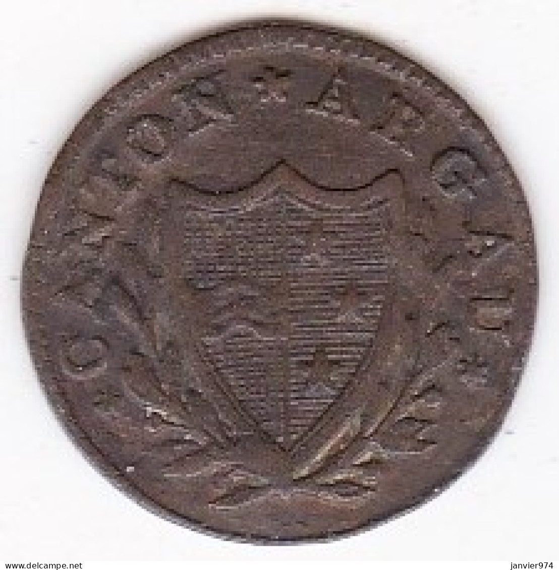 Suisse Canton D'Argovie/ Aargau. 2 Rappen 1814 , KM# 11 - Monnaies Cantonales