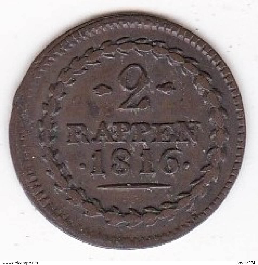 Suisse Canton D'Argovie/ Aargau. 2 Rappen 1816 , KM# 11, TTB/XF+++ - Cantonal Coins