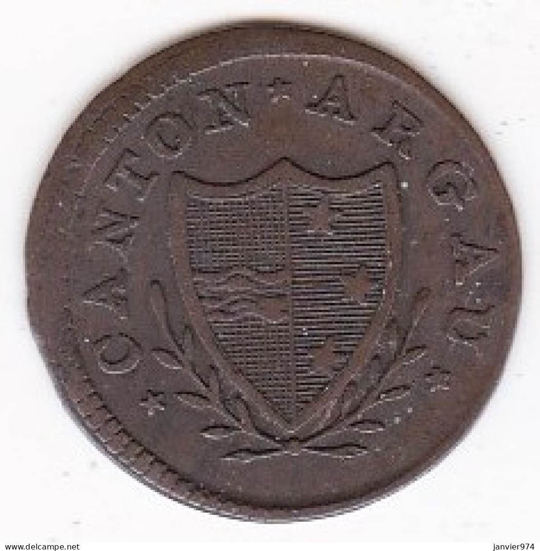 Suisse Canton D'Argovie/ Aargau. 2 Rappen 1816 , KM# 11, TTB/XF+++ - Monetazione Cantonale