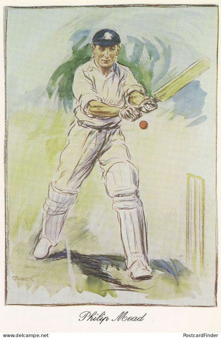 Charles Philip Mead Hampshire England Cricket Painting Postcard - Cricket