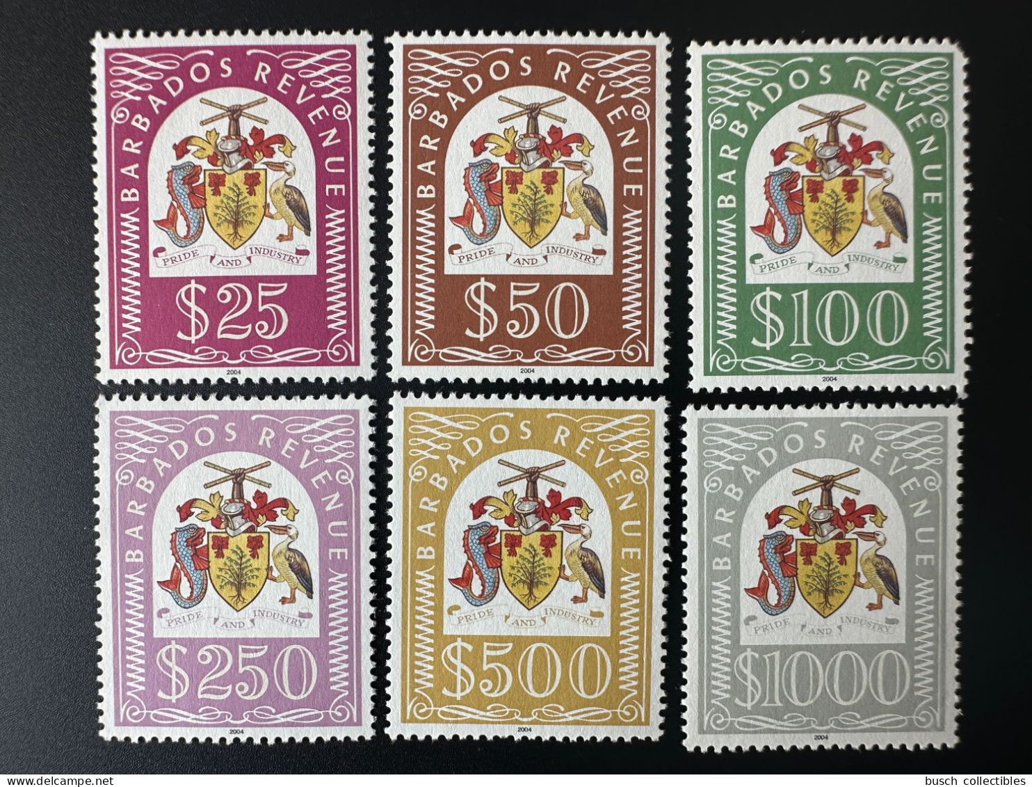 Barbados 2004 Duty Revenue Stamps Set HUGE Value ( $1925 ) MNH (only Defect On $100) Fiscaux - Barbades (1966-...)