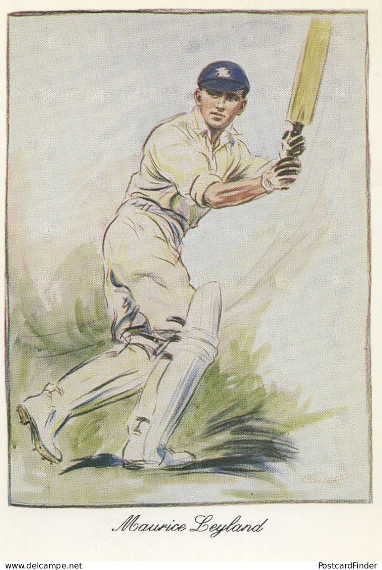 Maurice Leyland Yorkshire England Cricket Team Painting Postcard - Cricket