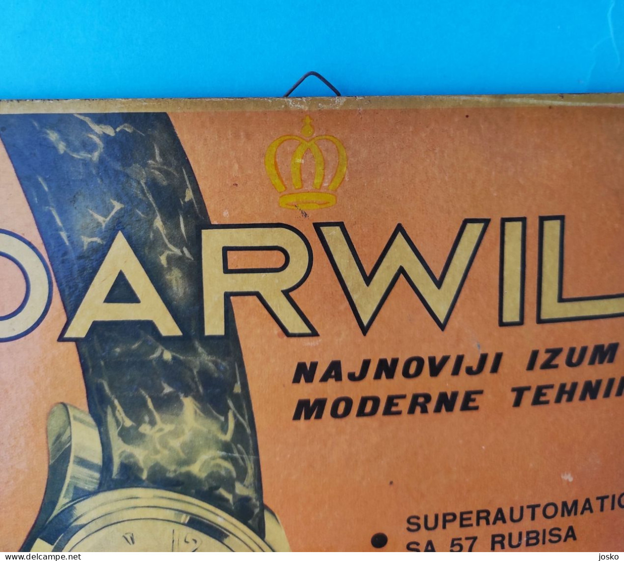 DARWIL Superautomatic 57 Rubis ... Swiss Watch - Vintage Cardboard Advertising Sign * Publicitaire Vintage En Carton - Paperboard Signs