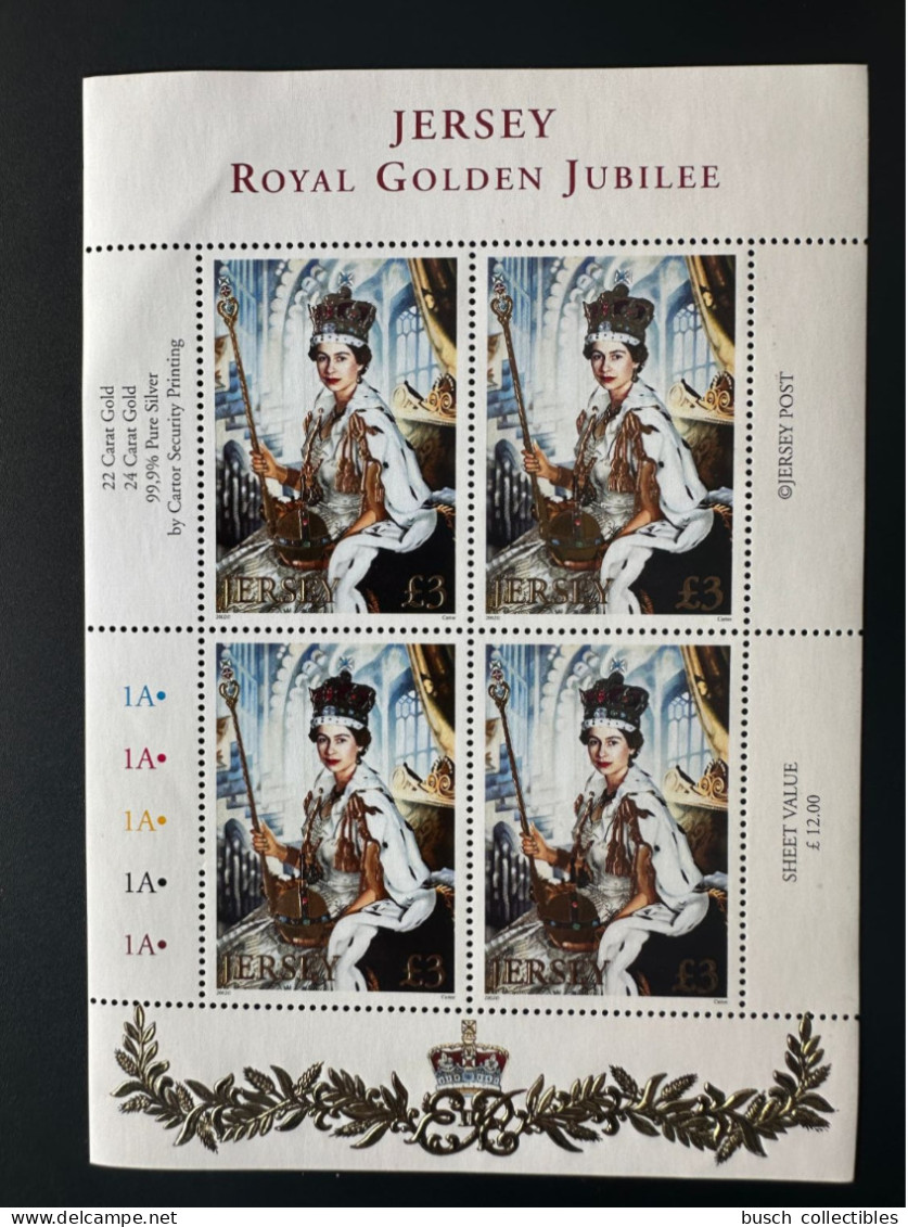 Jersey 2002 Mi. 1017 VARIETY: MISSING NUMBERING! Royal Golden Jubilee Queen Elizabeth II Gold Silver - Jersey