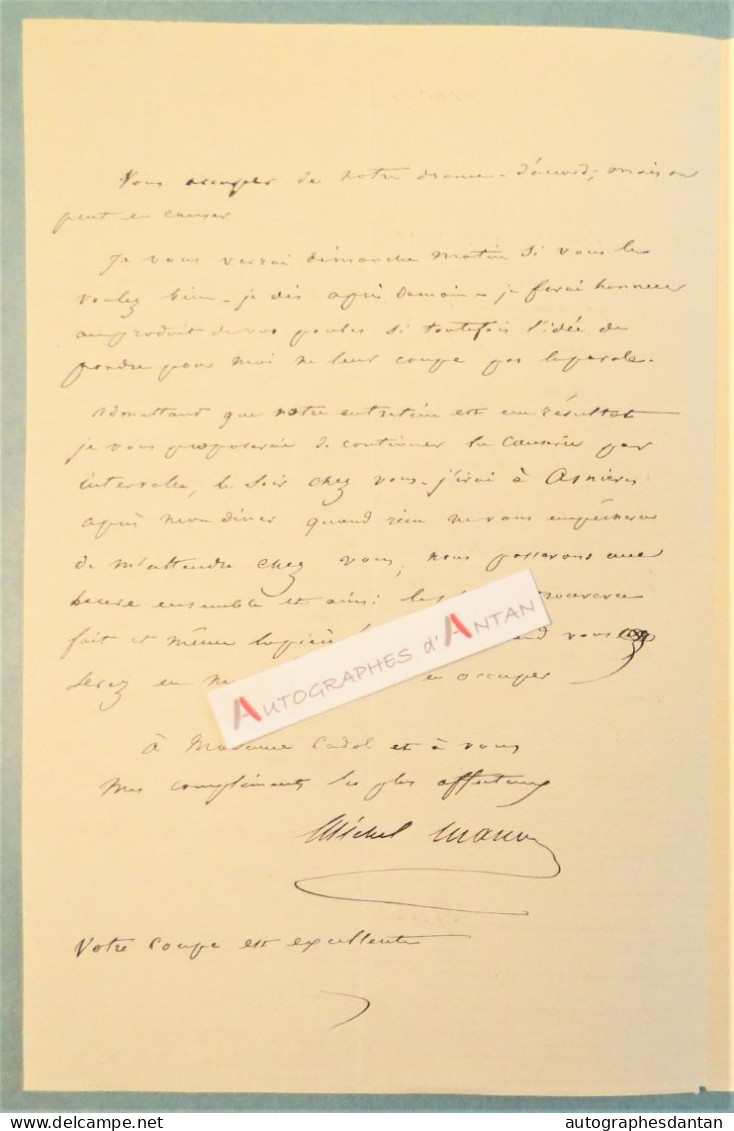 ● L.A.S 1872 Michel MASSON écrivain Et Journaliste - Lettre Autographe à Edouard Cadol - Théâtre - Schriftsteller