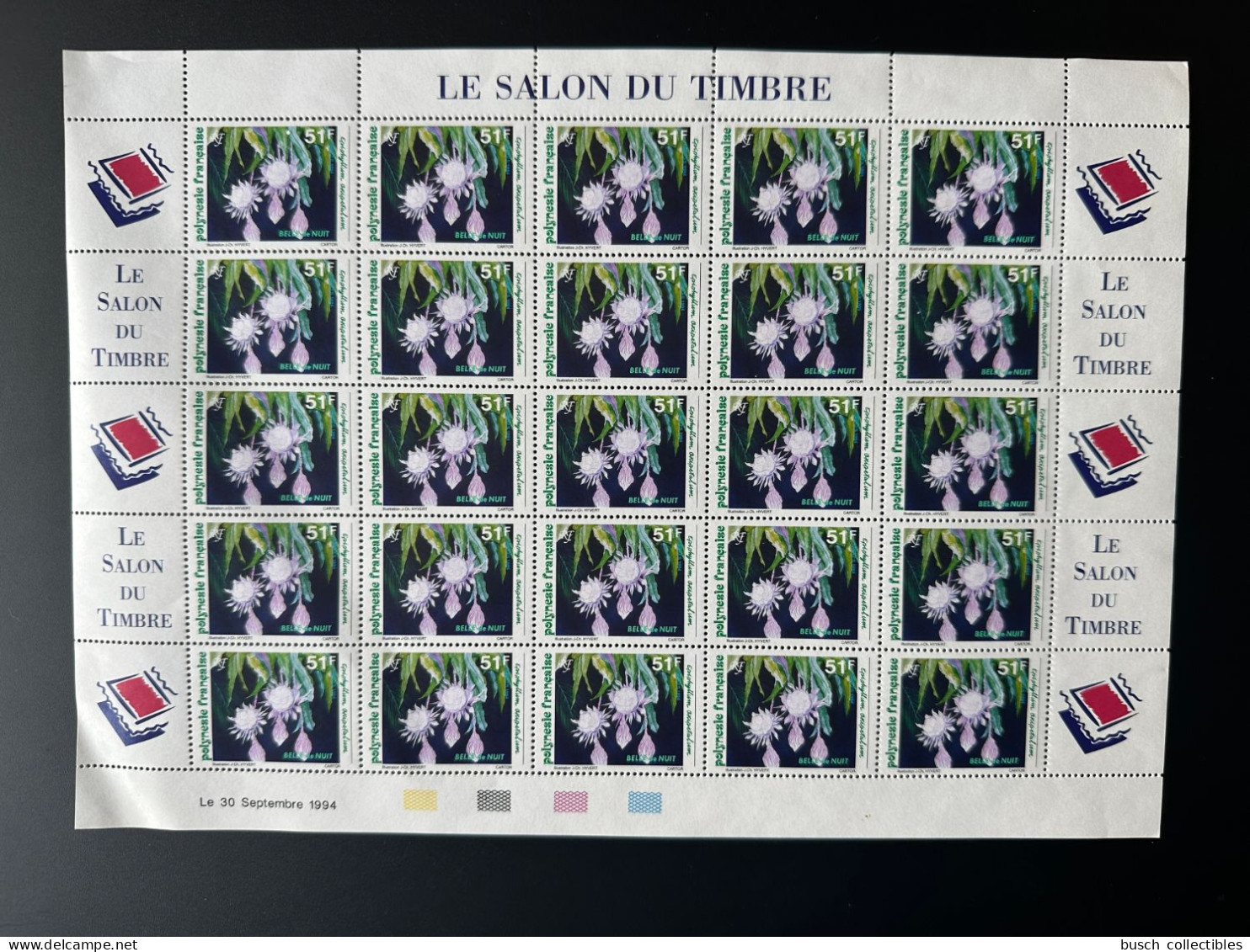Polynésie 1994 YT N°462 Belle De Nuit Fleur Flower Blume Salon Du Timbre Planche 25 Val. Sheet Bogen - Unused Stamps