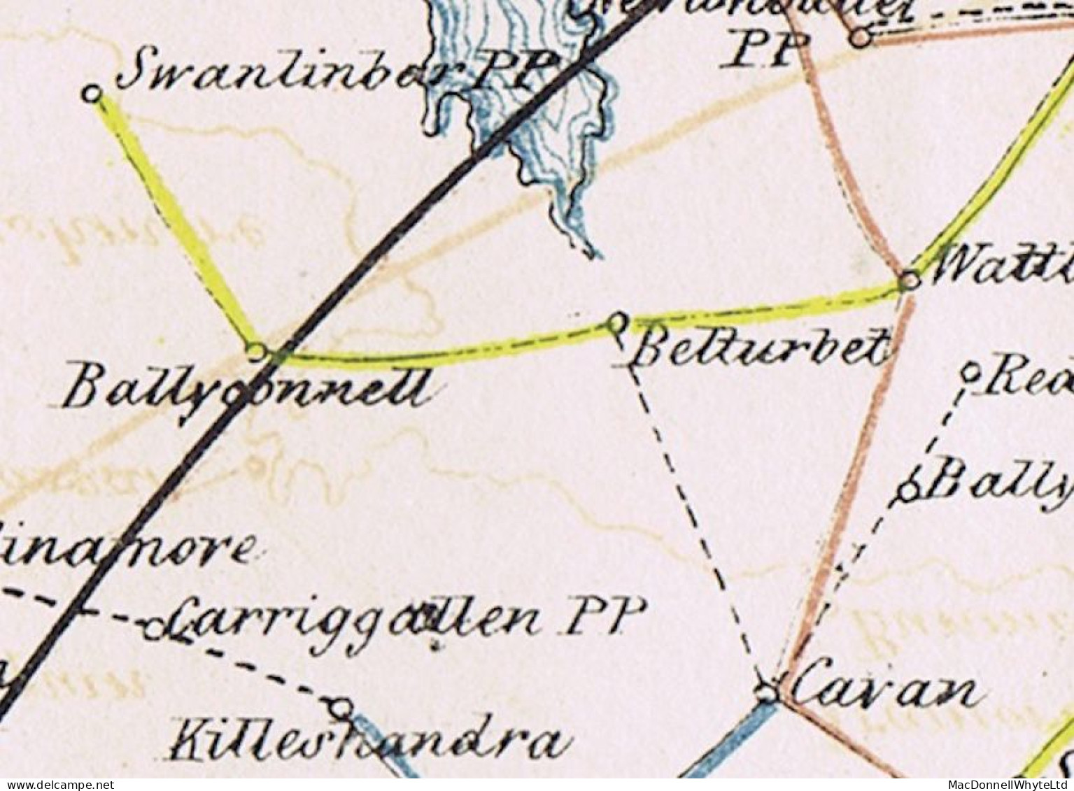 Ireland Cavan 1838 Letter Swanlnbar To Dublin With BALLYCONNELL/PENNY POST And Clear RH "No1" Of Swanlinbar In Red - Préphilatélie