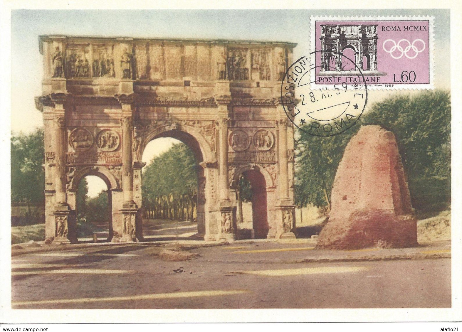 ITALIE - CARTE MAXIMUM - Yvert N° 791 - J. O. ROME 1960 - ARC De TRIOMPHE De CONSTANTIN - Maximumkaarten