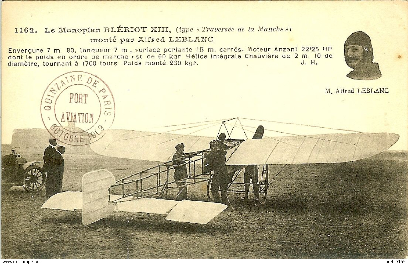 91 JUVIZY PORT AVIATION DU 18/10/1909 LE Alfred LEBLANC SUR BLERIOT XIII OBLITERATION - Premiers Vols