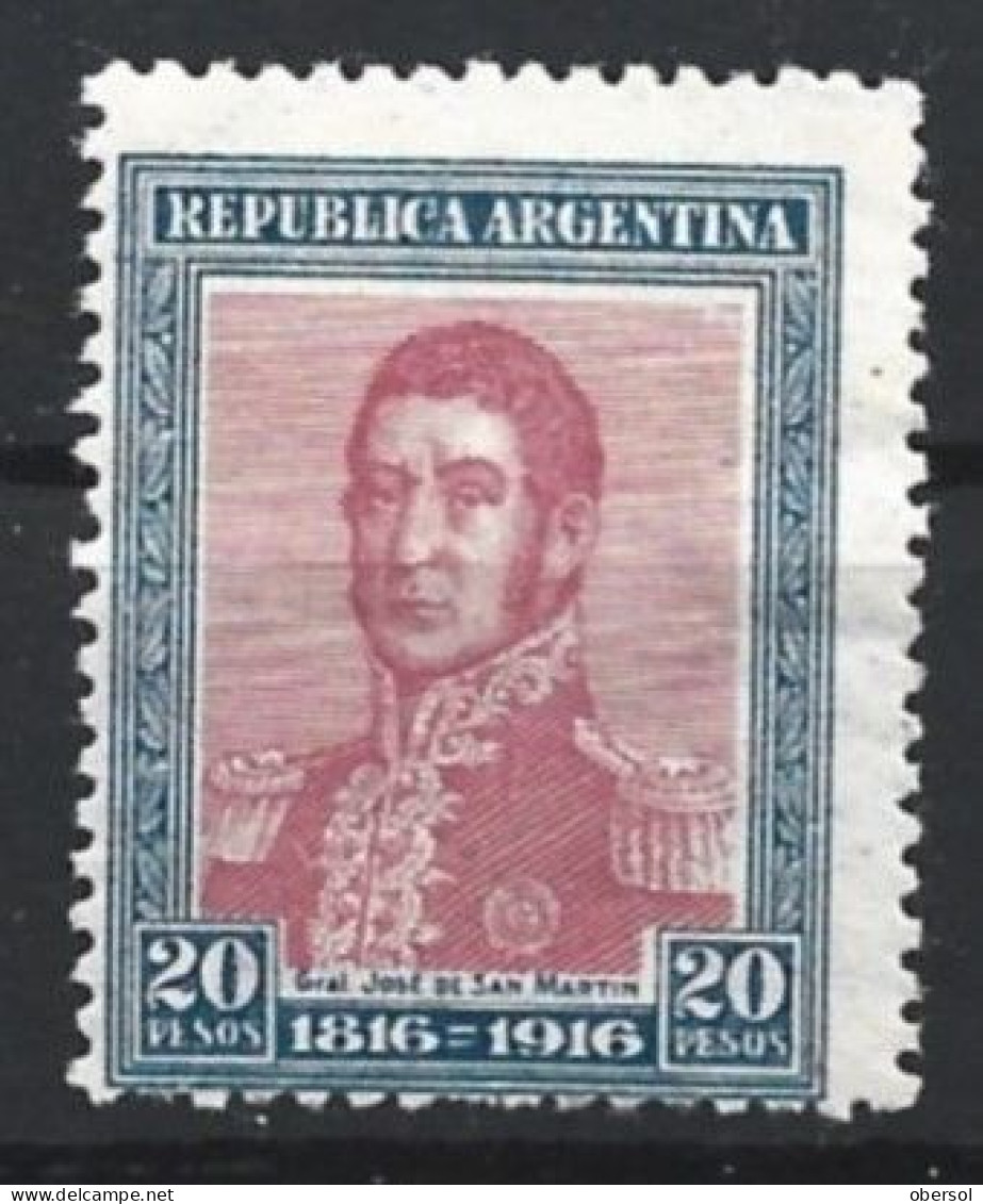Argentina 1916 Independence Centenary San Martin TOP Value MH Stamp ** HCV ** - Nuevos