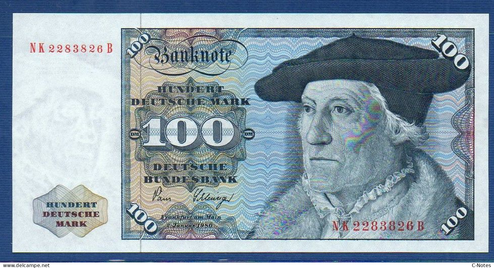 FEDERAL REPUBLIC OF GERMANY - P.34d – 100 Deutsche Mark 1980 XF/AUNC, S/n NK2283826B - 100 DM