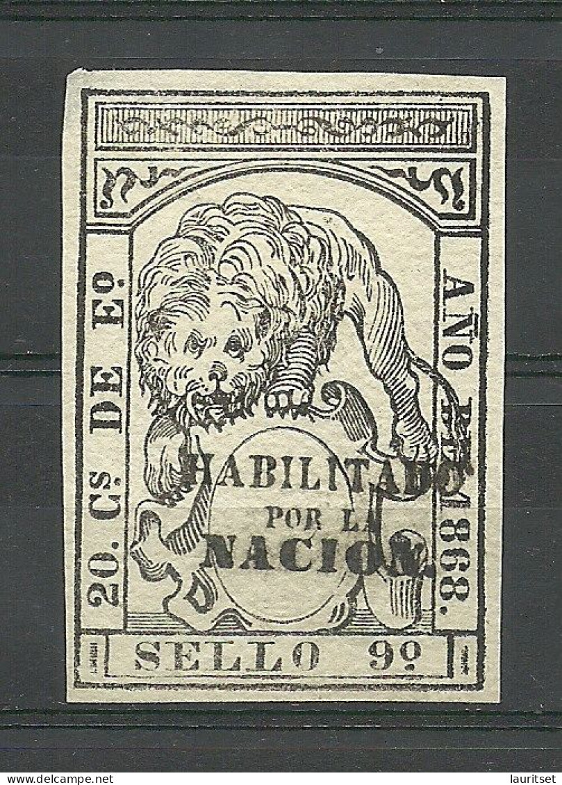 ESPANA Spain 1868 Sello 9 Paper Stamp 20 Cs De Eo OPT Habilitade De Nacion Revenue Tax  Lion Löwe - Fiscaux-postaux