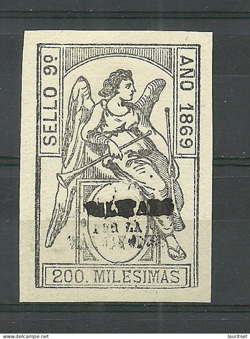 ESPANA Spain 1869 Sello 9 Paper Stamp 200 Milesimas  OPT Habilitade De Nacion Revenue Tax - Postage-Revenue Stamps