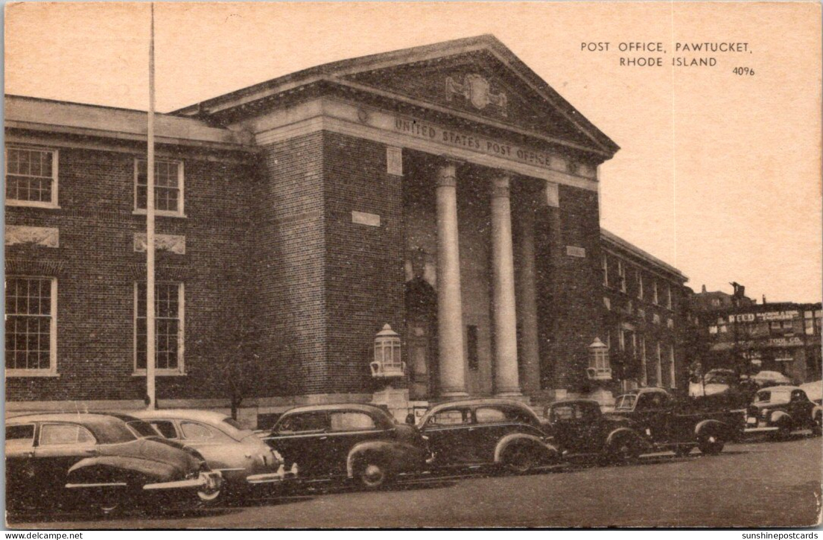 Rhode Island Pawtucket Post Office Old Cars - Pawtucket