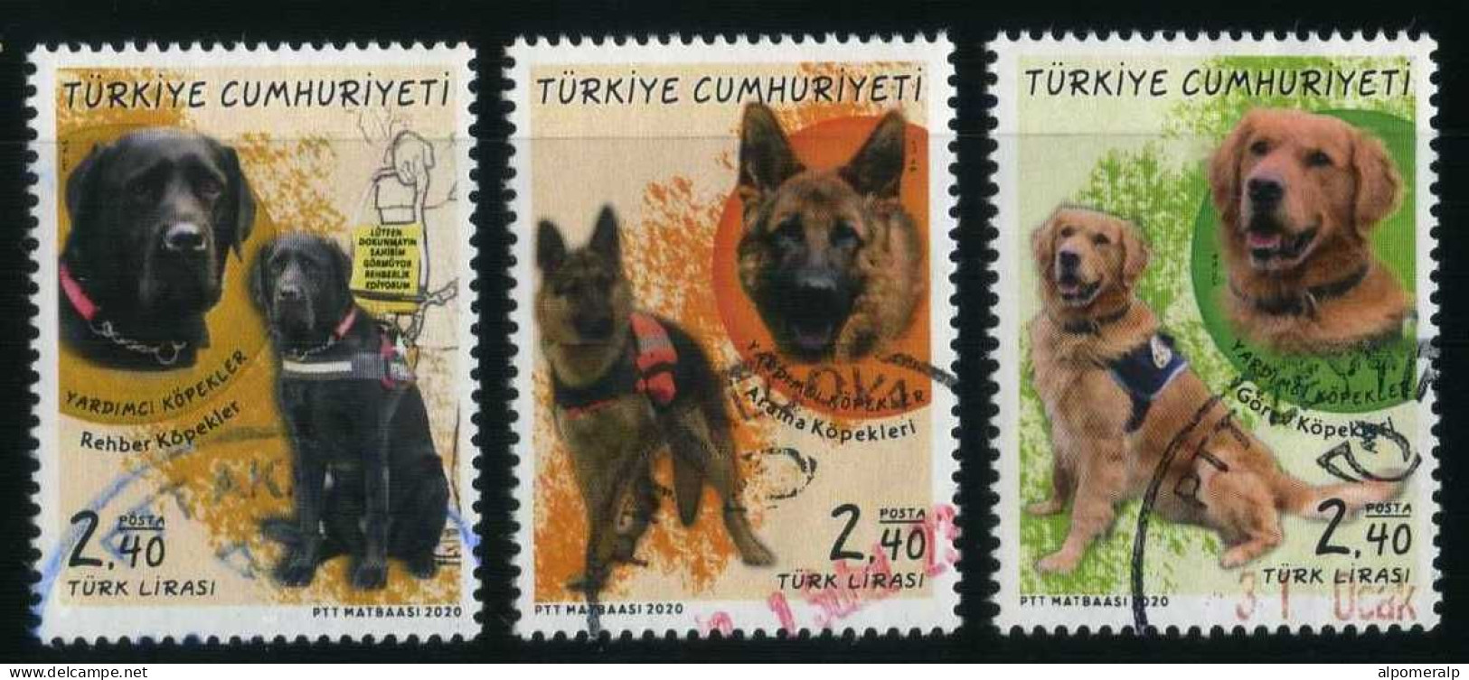 Türkiye 2020 Mi 4565-4567 Service Dogs, German Shepherd, Golden Retriever, Assistance Dog - Oblitérés