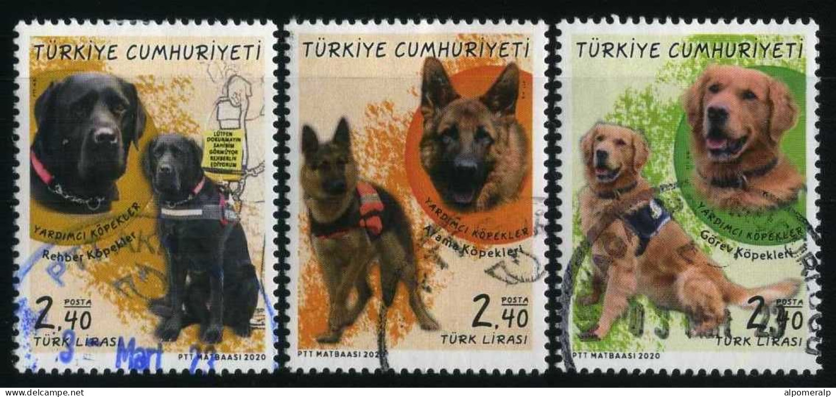 Türkiye 2020 Mi 4565-4567 Service Dogs, German Shepherd, Golden Retriever, Assistance Dog - Gebraucht