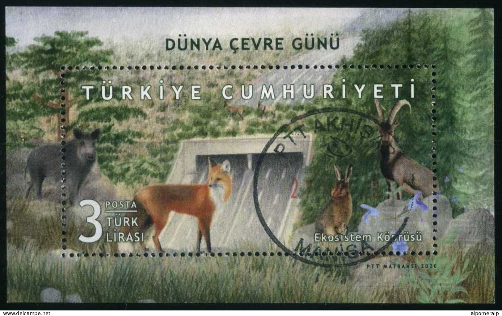 Türkiye 2020 Mi 4584 [Block 200] Environment Day: Ecosystem Bridge, Antelope, Environment Protection, Fox Pig Rabbit - Oblitérés