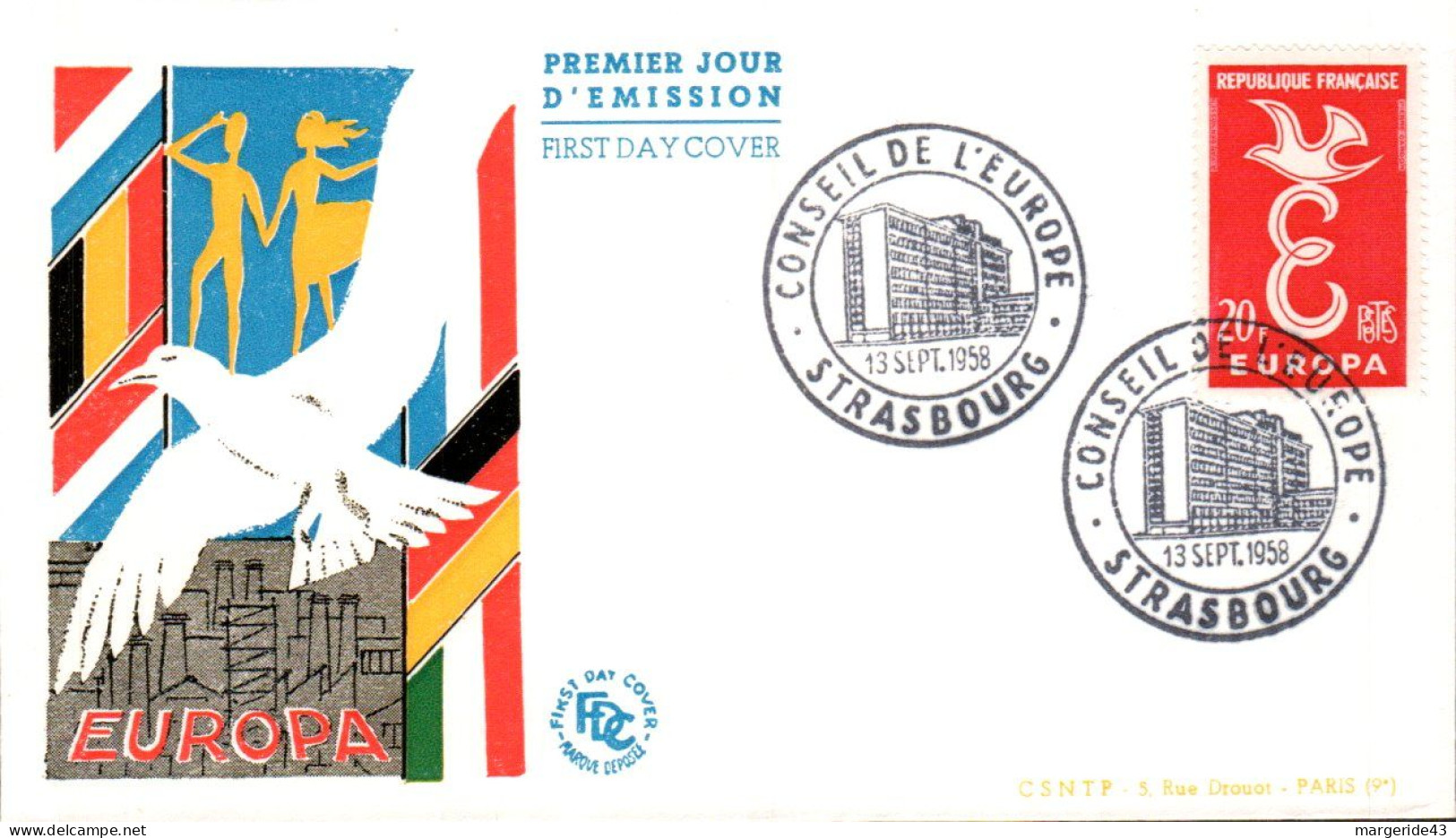 EUROPA FRANCE FDC 1958 - 1958