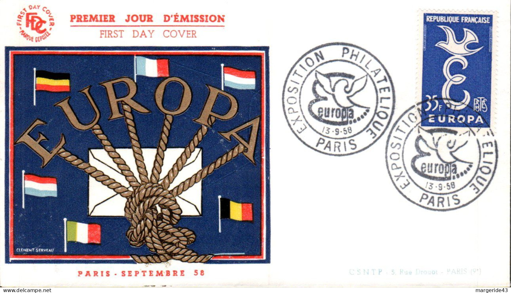 EUROPA FRANCE FDC 1958 - 1958