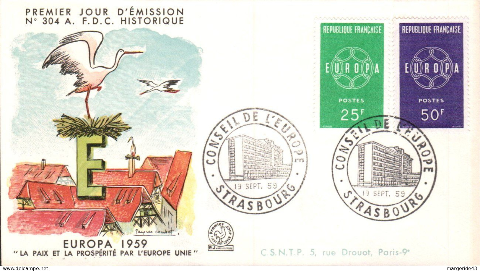 EUROPA FRANCE FDC 1959 - 1959