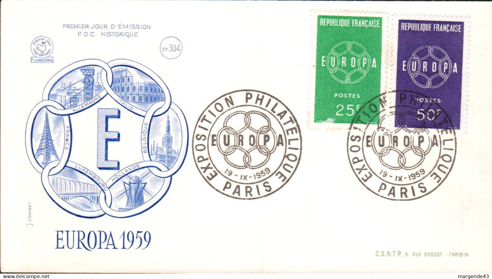 EUROPA FRANCE FDC 1959 - 1959