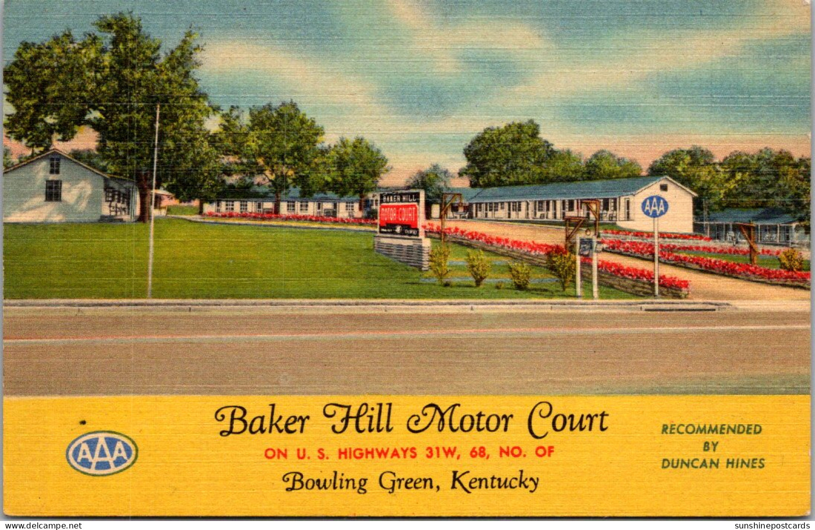 Kentucky Bowling Green Baker Hill Motor Court Curteich - Bowling Green