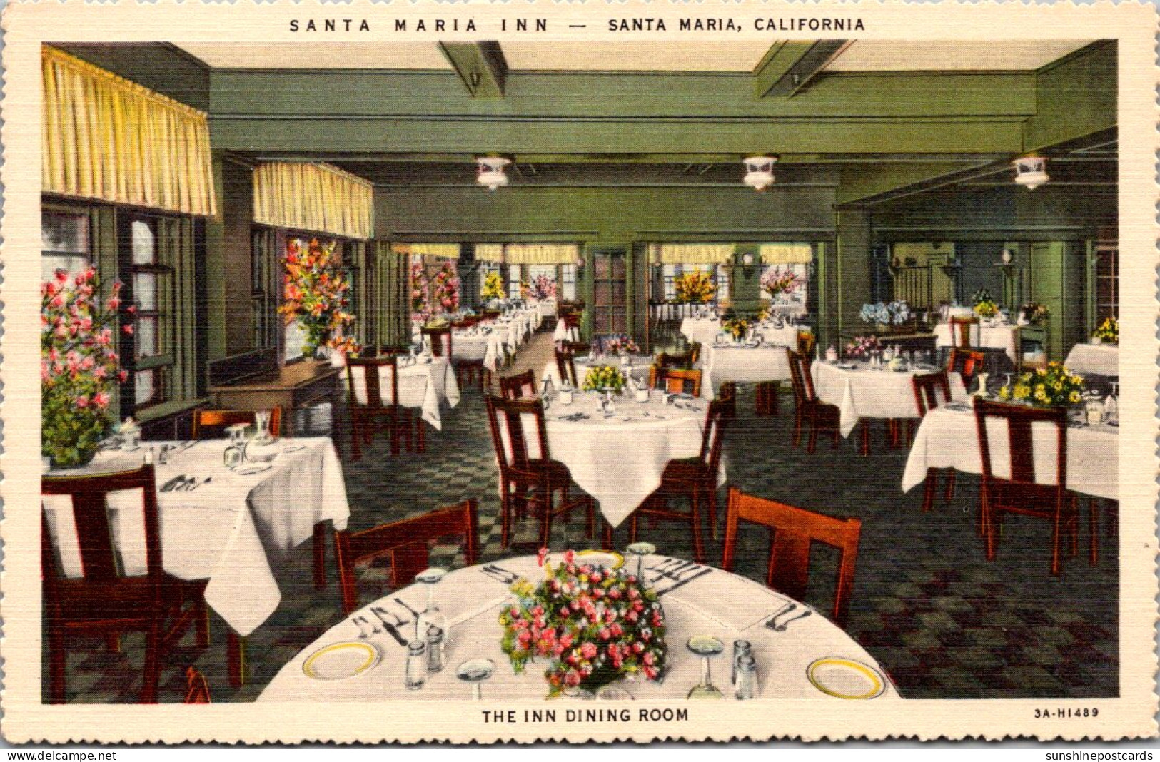 California Santa Maria The Santa Maria Inn Dining Room Curteich - Long Beach