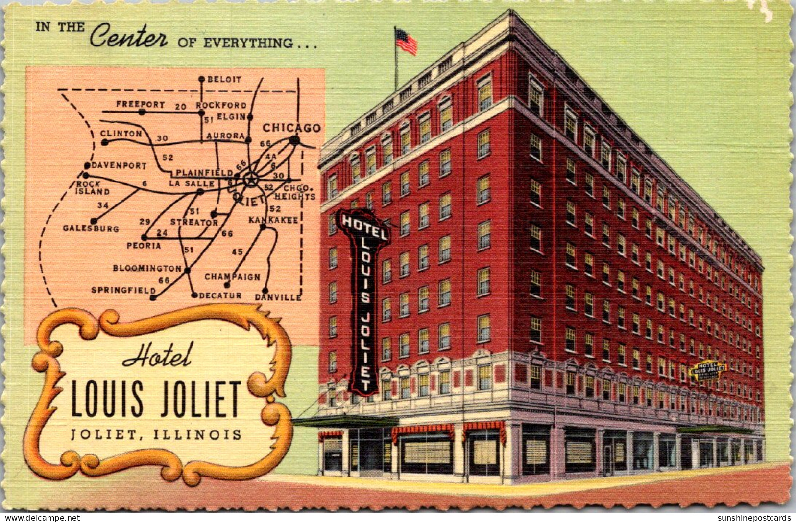 Illinois Joliet Hotel Louis Joliet Curteich - Joliet