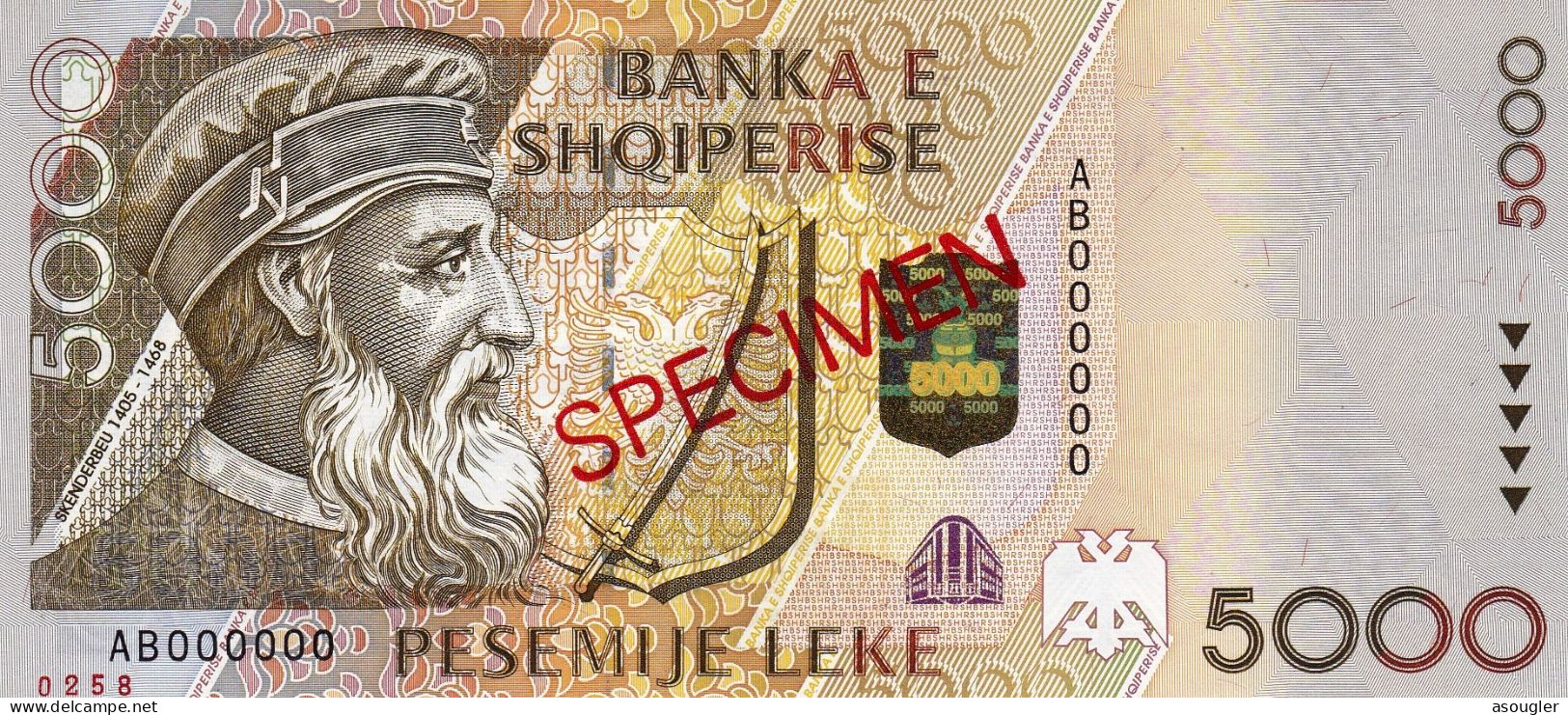 Albania 5000 LEKE 1996 UNC SPECIMEN "free Shipping Via Registered Air Mail" - Albanie